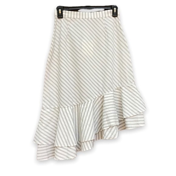 NWT Joie Yenene Porcelain Shirting Stripe Asymmetrical Skirt Women's Size 2 - Picture 5 of 14